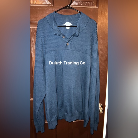 Duluth Trading Company Blue Three Button Sweater - Picture 1 of 1